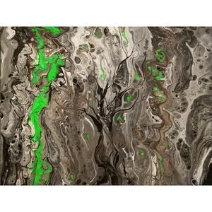 Art Print from my Original Work 11" x 14" "Afterburn, Green Flames" Acid Free